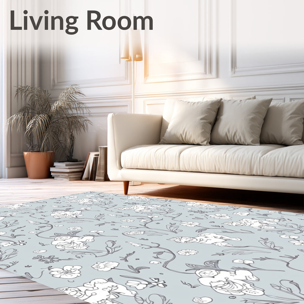 Whimsical Dog Floral Illustration Rug