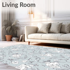 Whimsical Dog Floral Illustration Rug