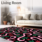 Candy Cane Swirl Red Green Black Rug