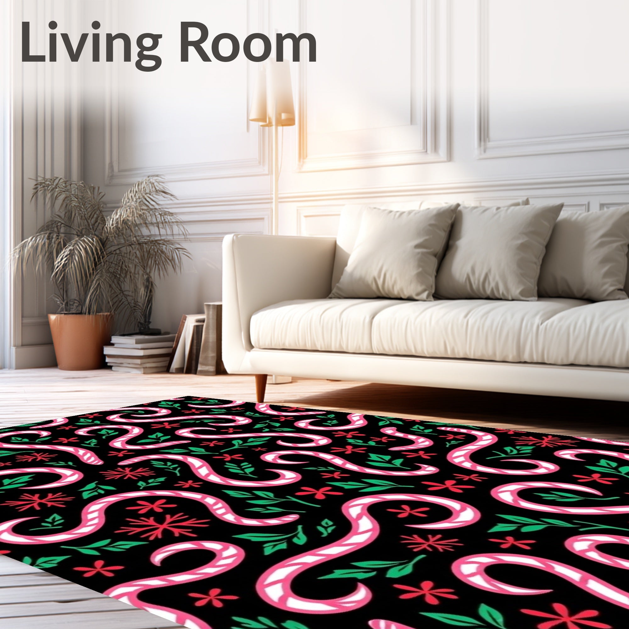 Candy Cane Swirl Red Green Black Rug