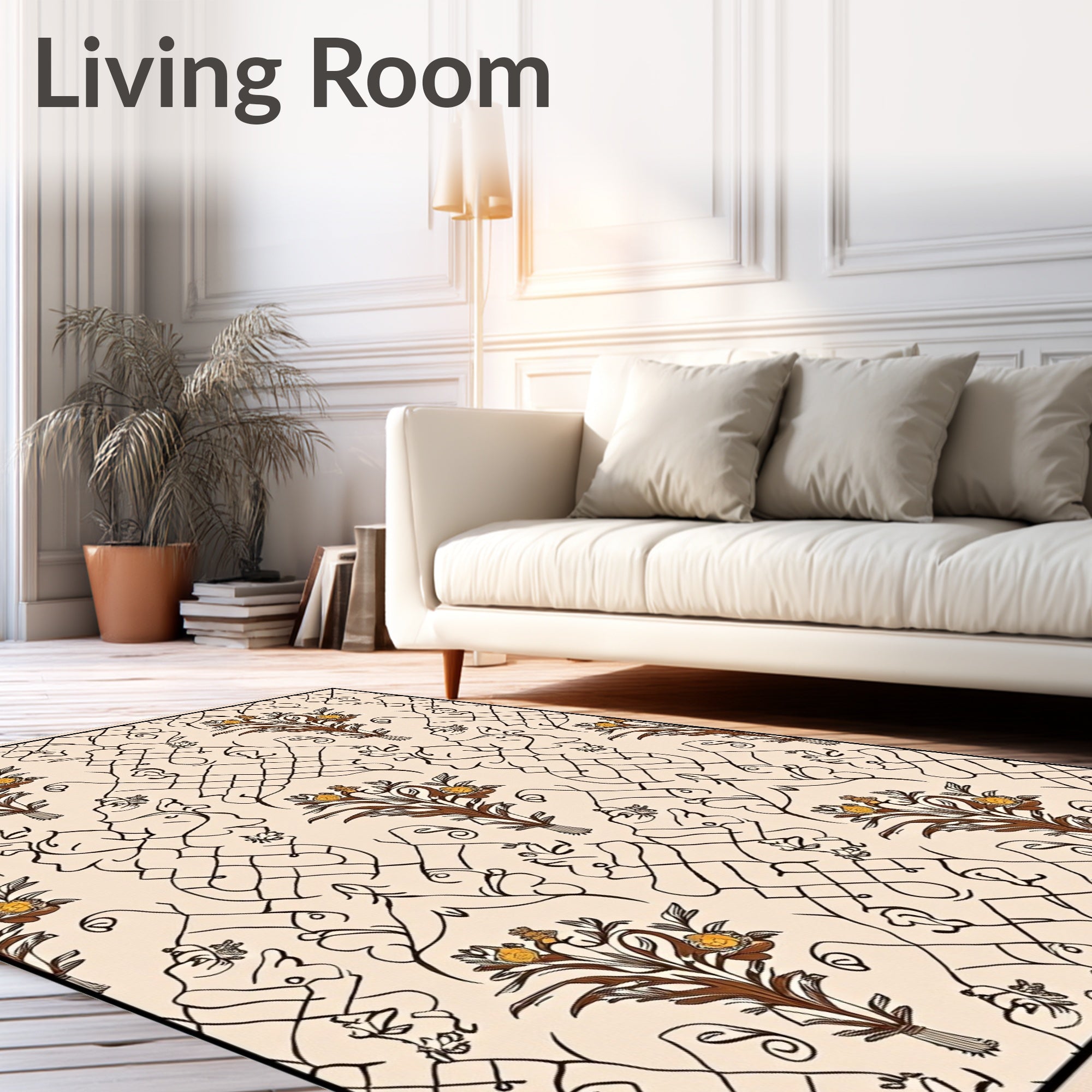 Brown Floral Woven Abstract Pattern Rug