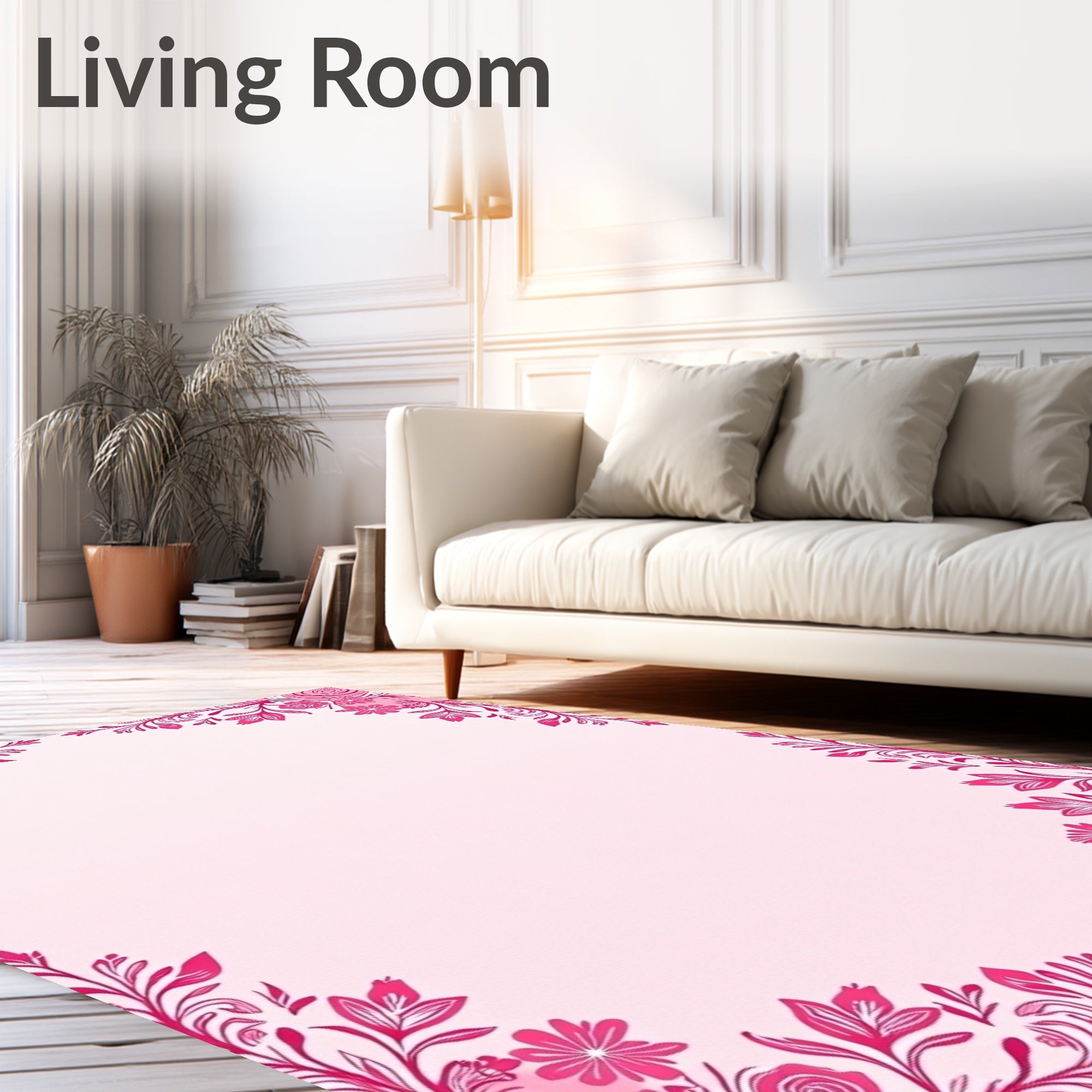 Vibrant Pink Floral Corner Blossom Rug