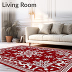 Classic Crimson Starburst Floral Rug