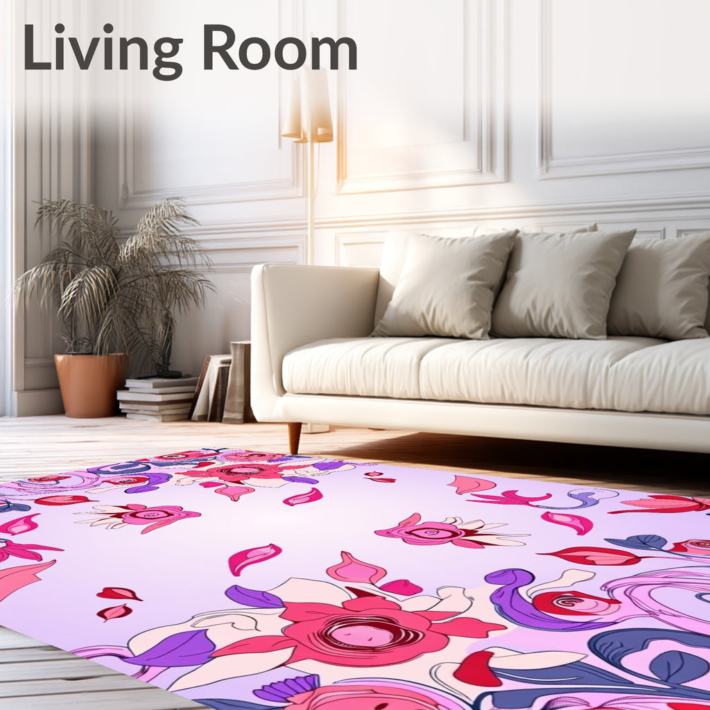 Floral Swirls And Petals Design Rug