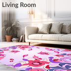Floral Swirls And Petals Design Rug