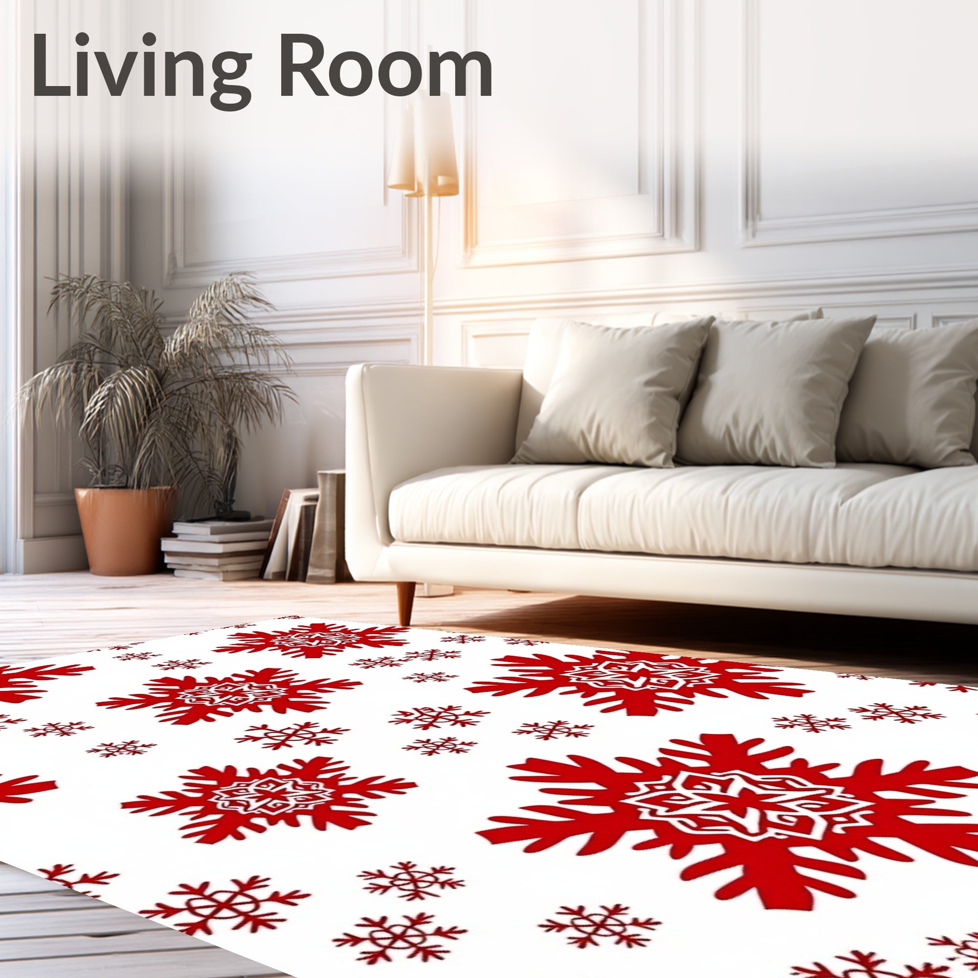 Crimson Snowflake Scatter Rug