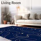 Celestial Swirl Abstract Starry Night Rug