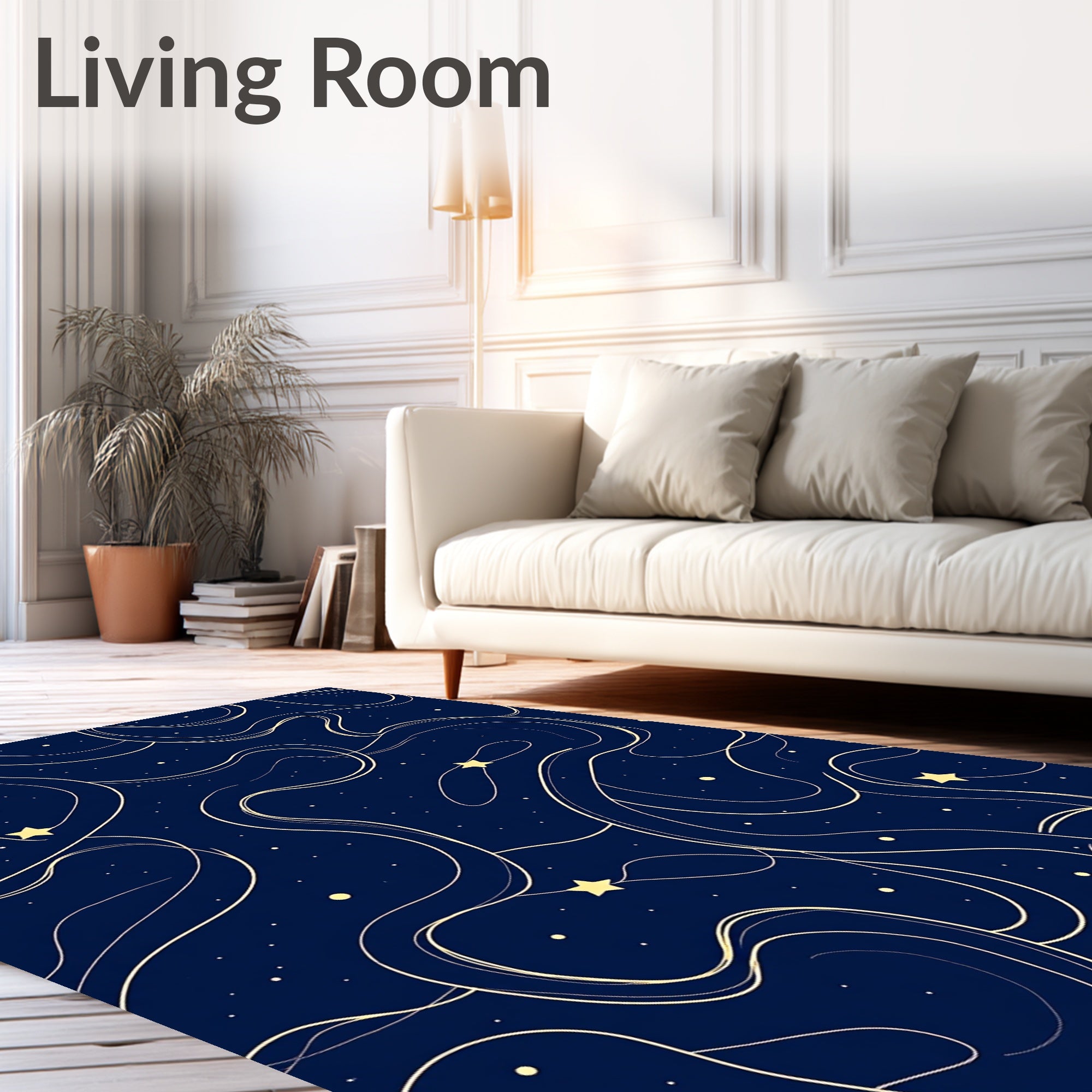 Celestial Swirl Abstract Starry Night Rug