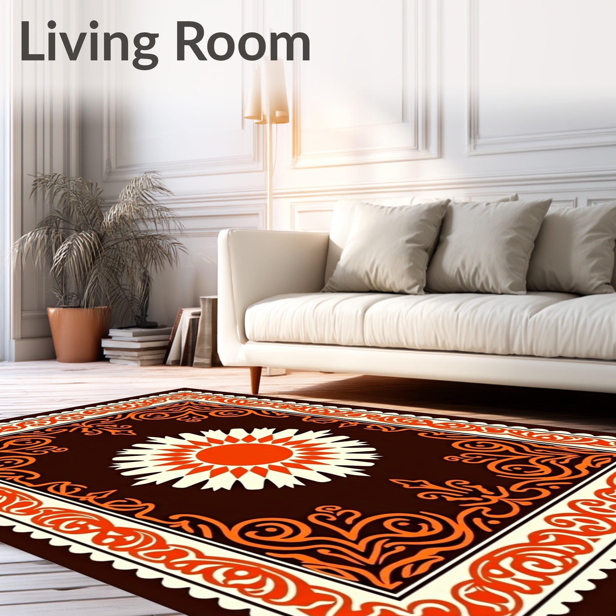 Bold Sunburst With Ornate Border Rug