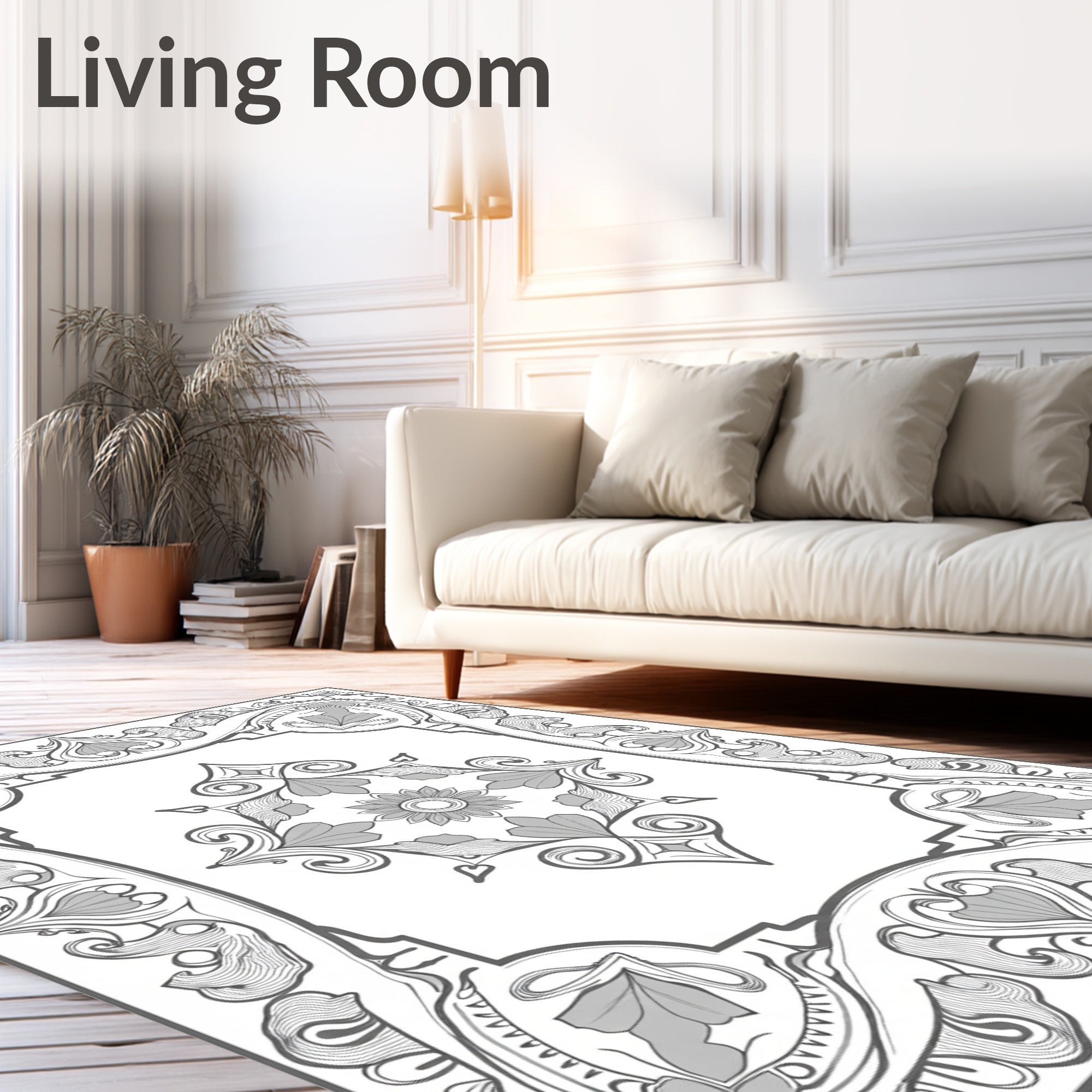 Art Nouveau Floral Scrollwork Pattern Rug