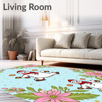 Winter Snowman Floral Border Rug