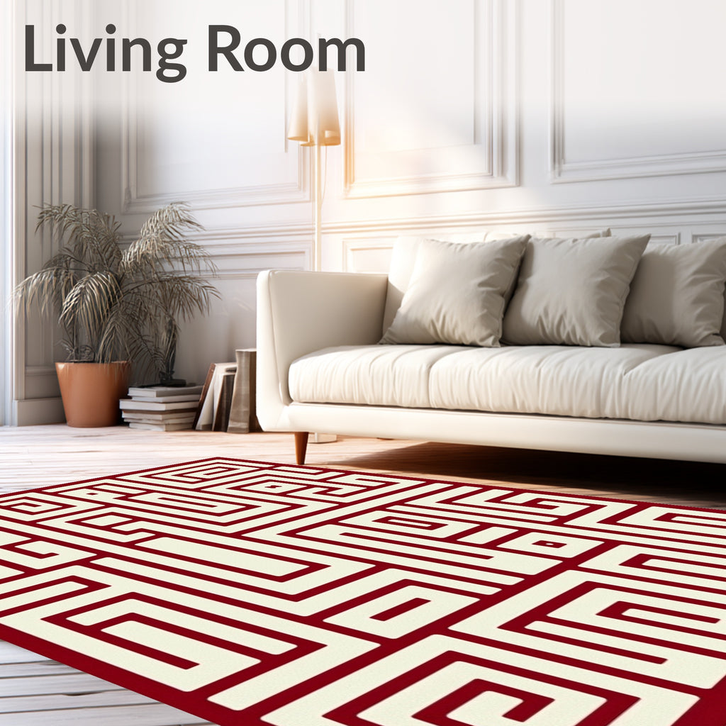 Classic Geometric Maze Pattern Rug