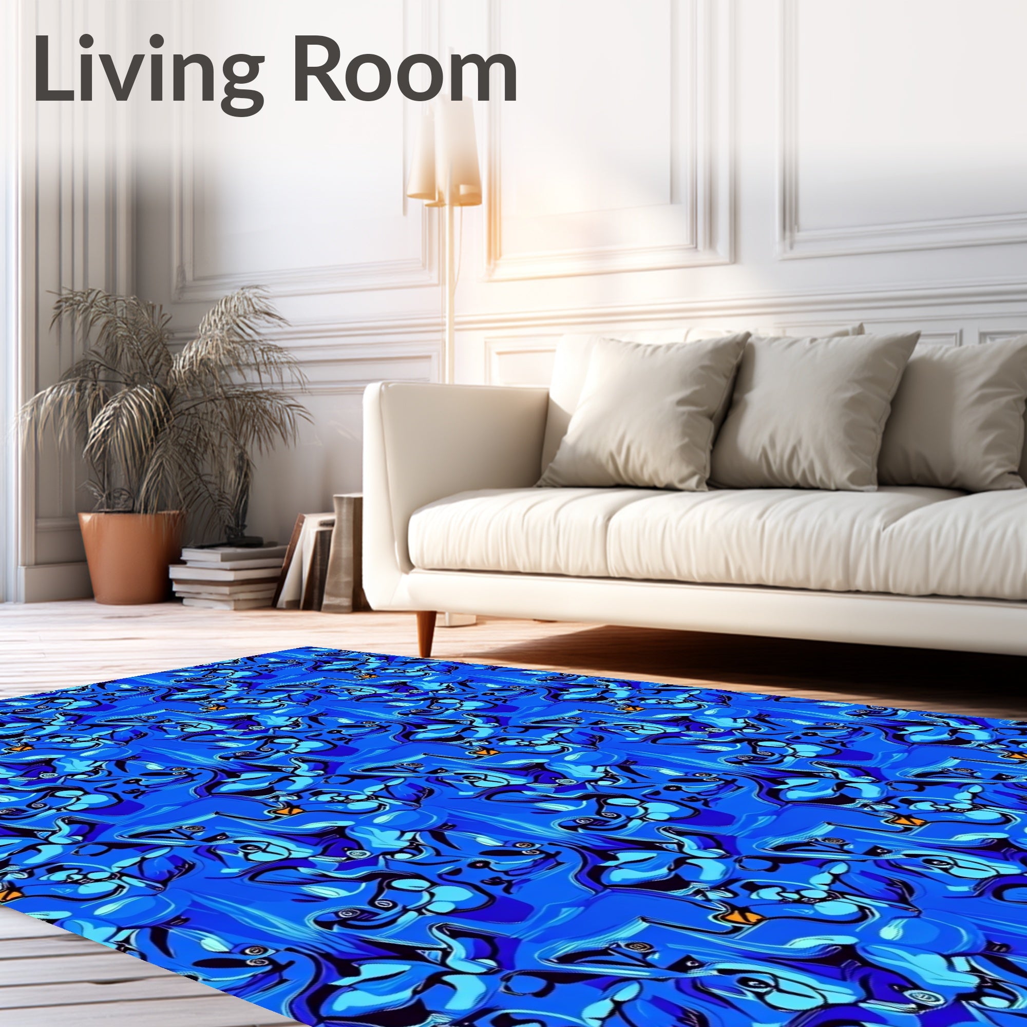 Vibrant Blue Abstract Animal All-Over Rug