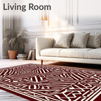 Intricate Linear Patterned Red Rug Design Rug