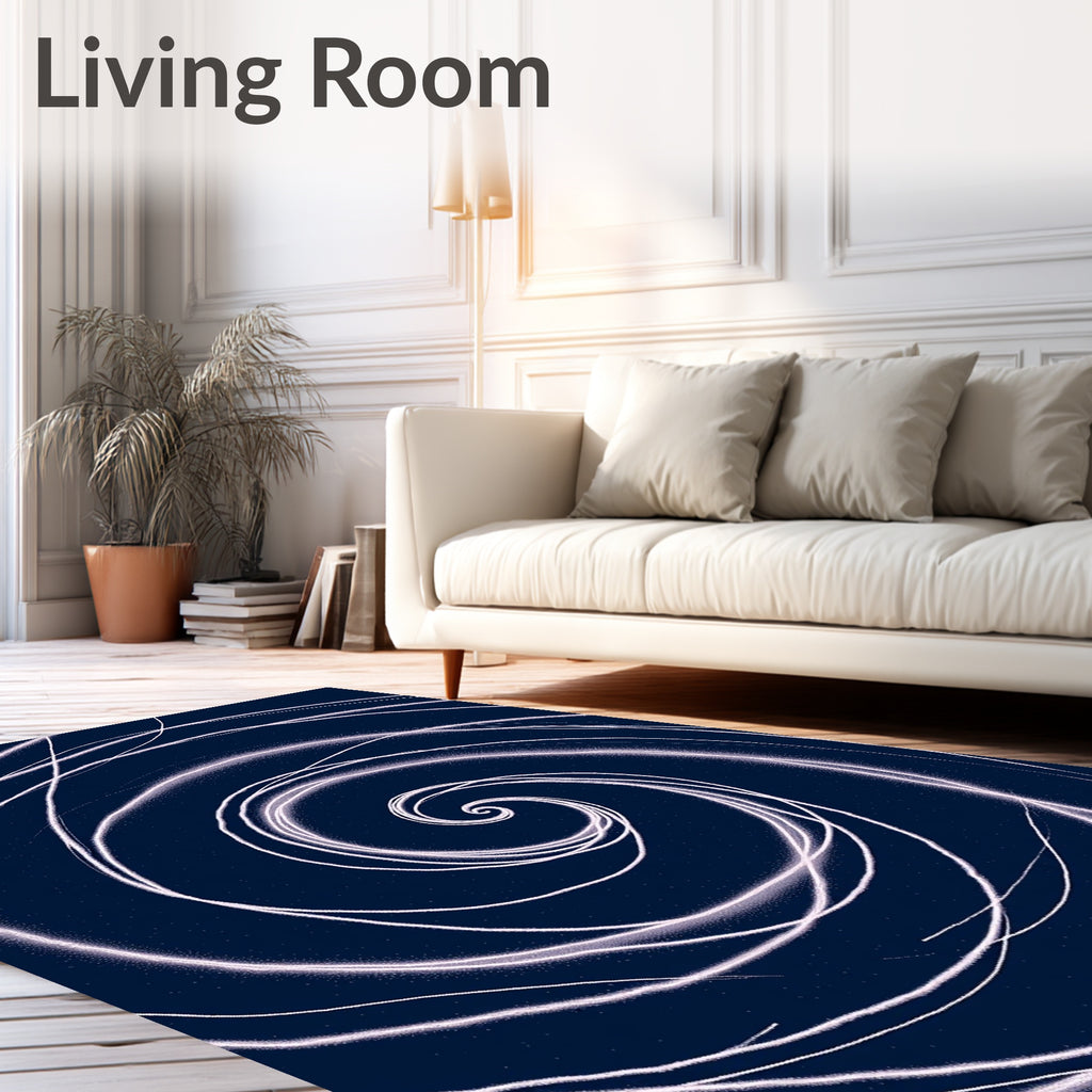 Abstract Swirls With Cosmic Glow Rug