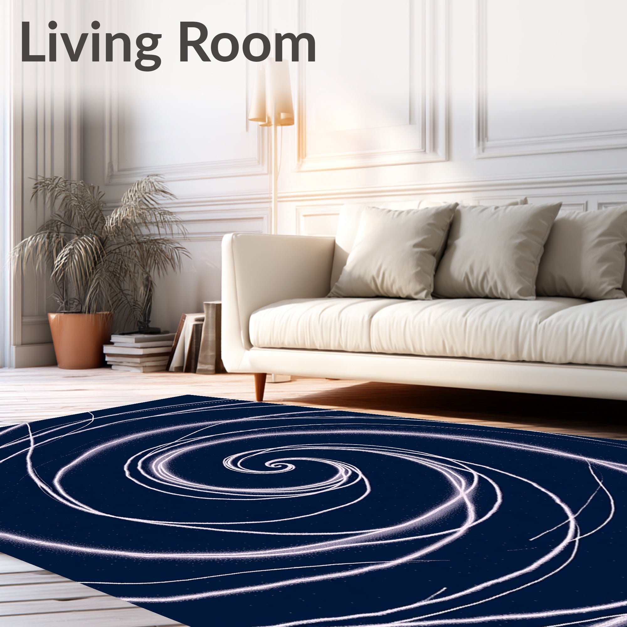 Abstract Swirls With Cosmic Glow Rug
