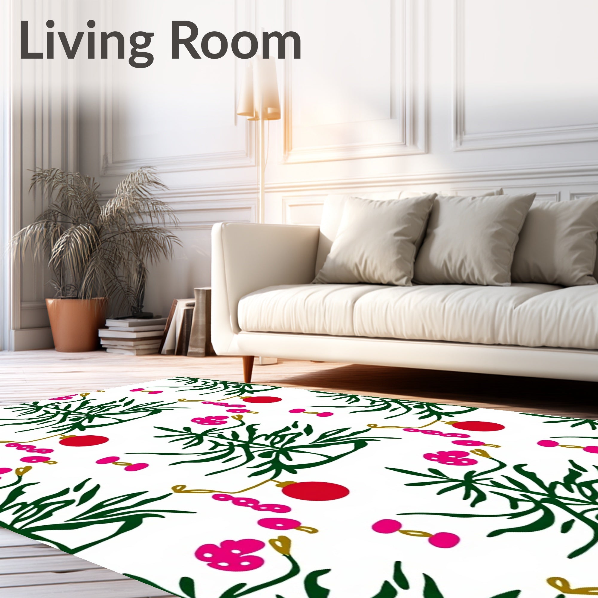 Festive Green Pine Trees Ornaments Rug