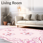 Cute Creature Floral Swirl Pattern Rug