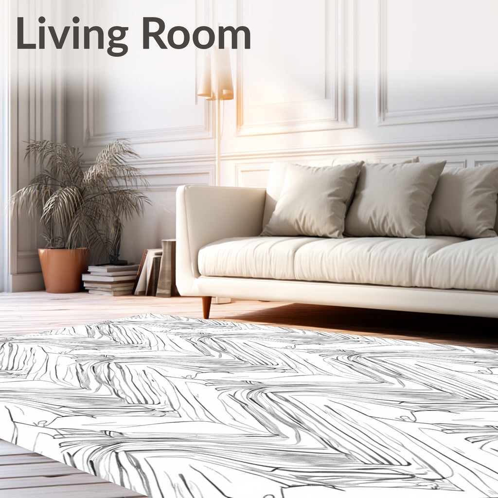 Abstract Zigzag Sketch Texture Rug