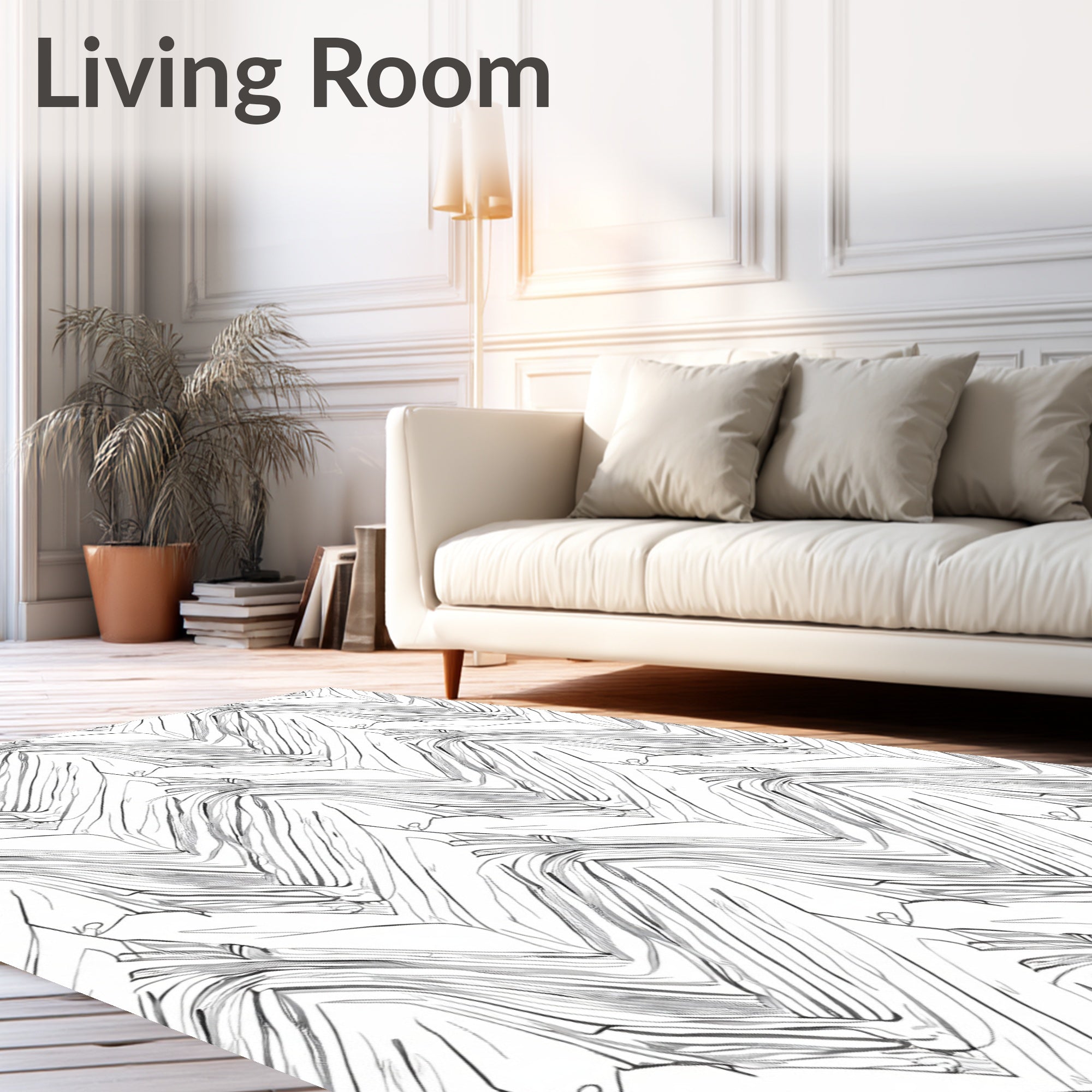 Abstract Zigzag Sketch Texture Rug