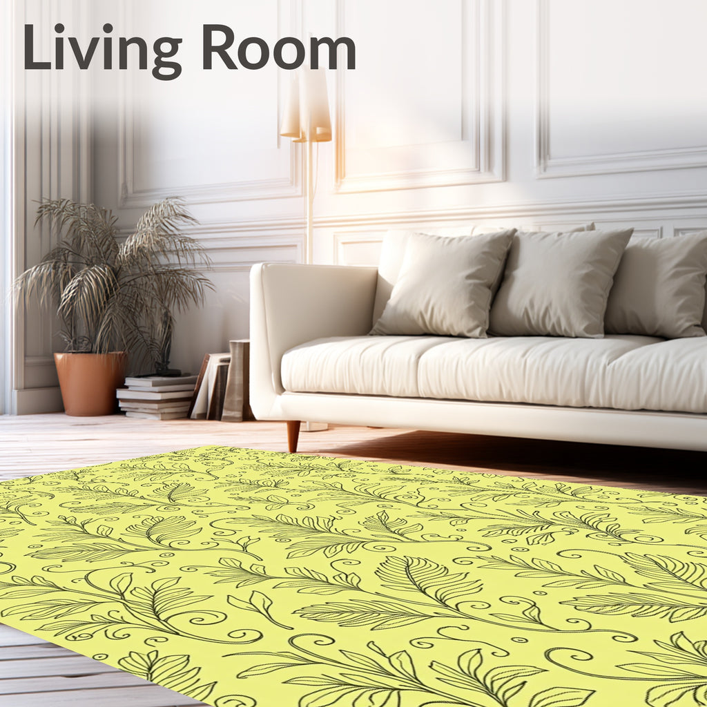 Delicate Floral Swirls Patterned Rug
