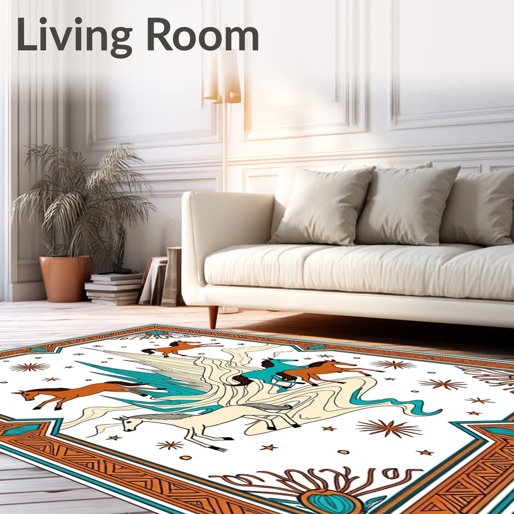 Running Horses Crystal Peaks Art Rug