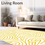 Yellow Abstract Flow Pattern Rug