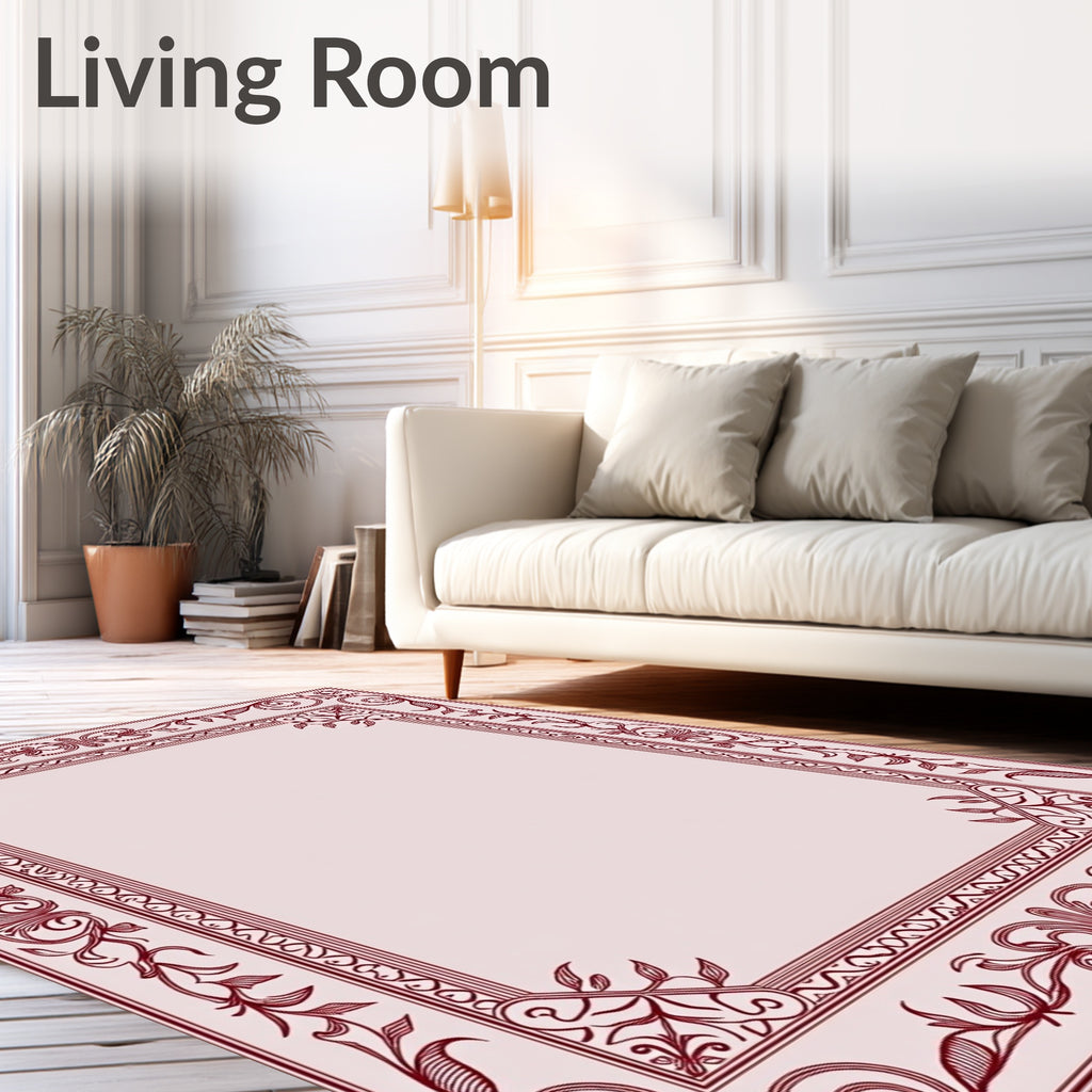 Ornate Floral Vine Border Rug