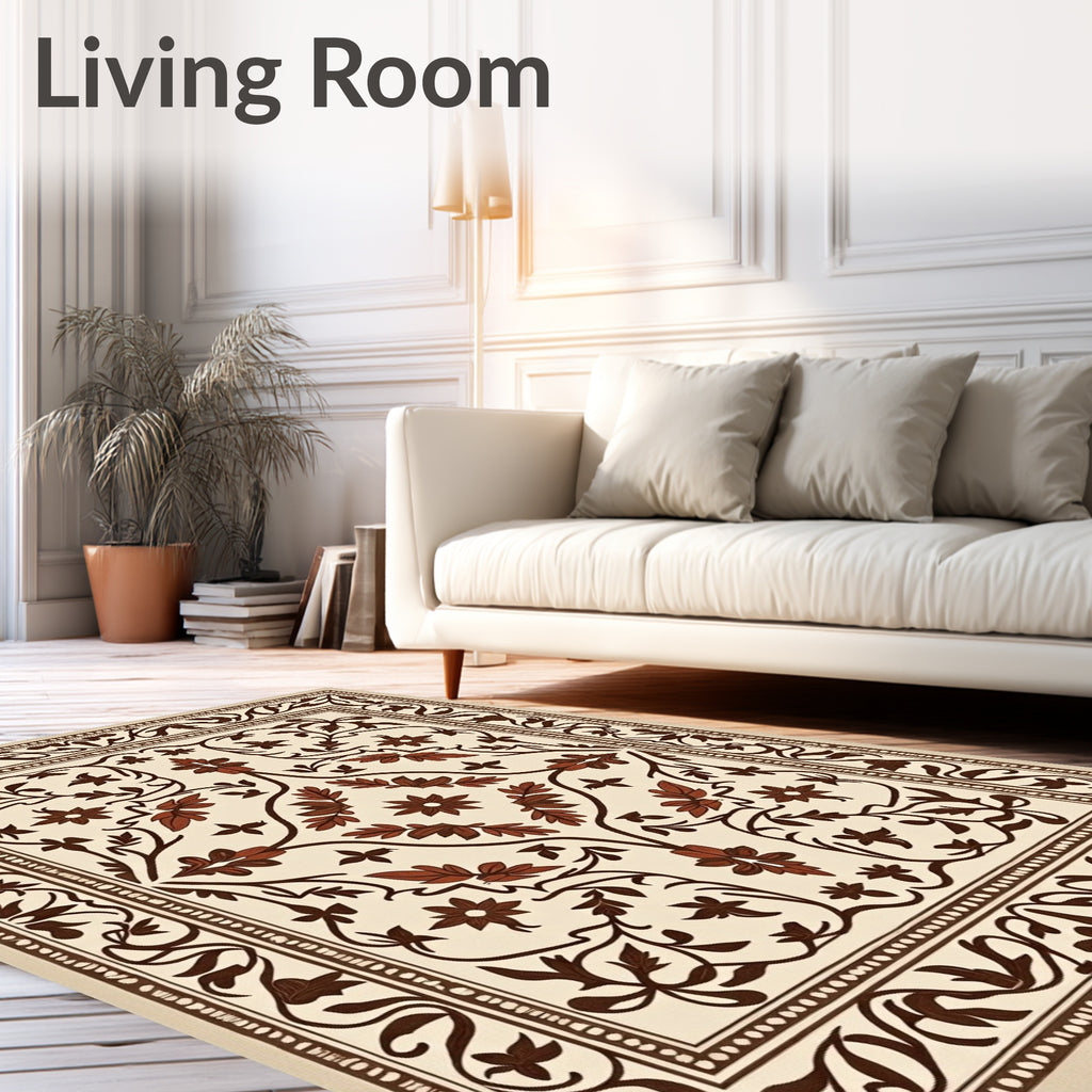Ornate Floral Vine Pattern Rug