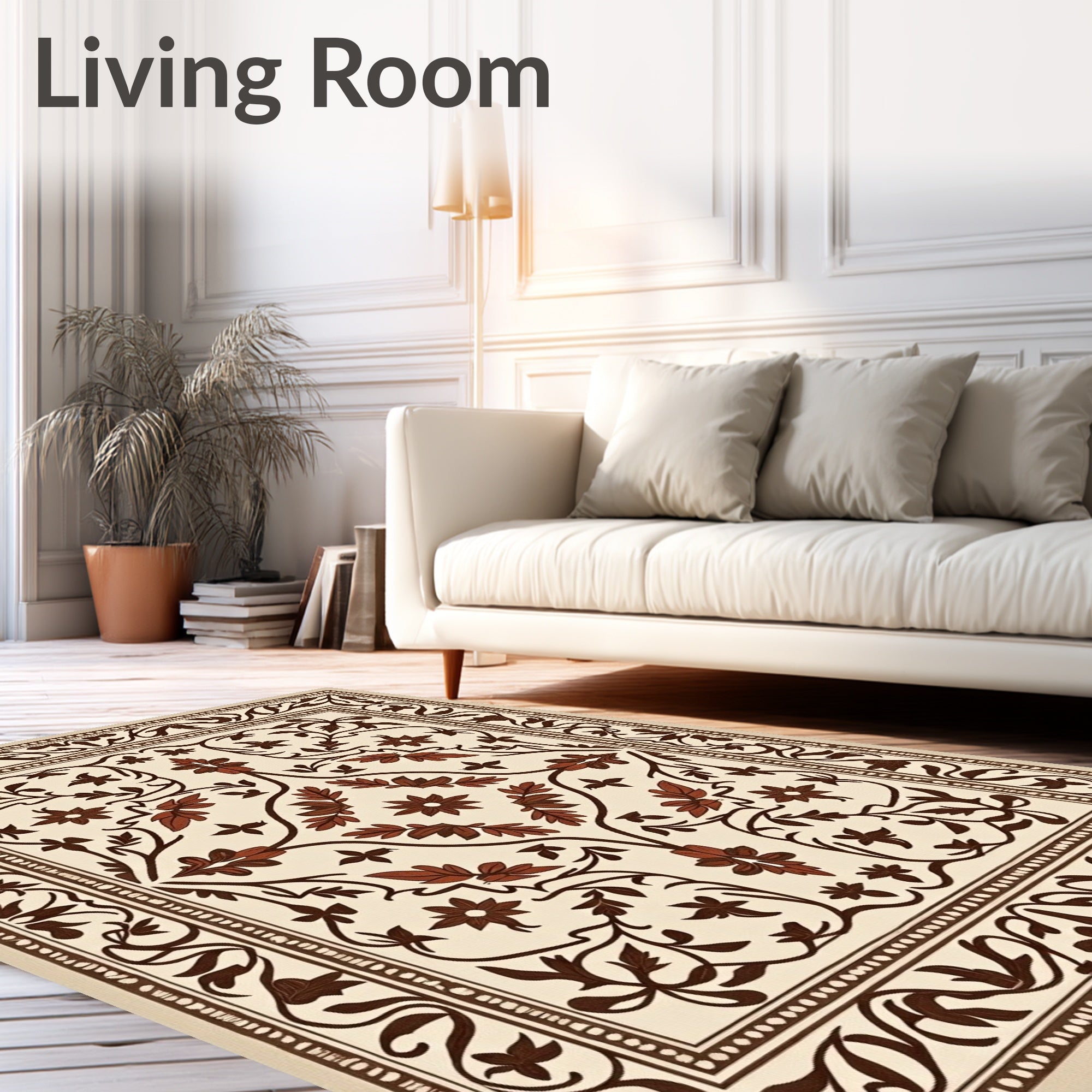 Ornate Floral Vine Pattern Rug