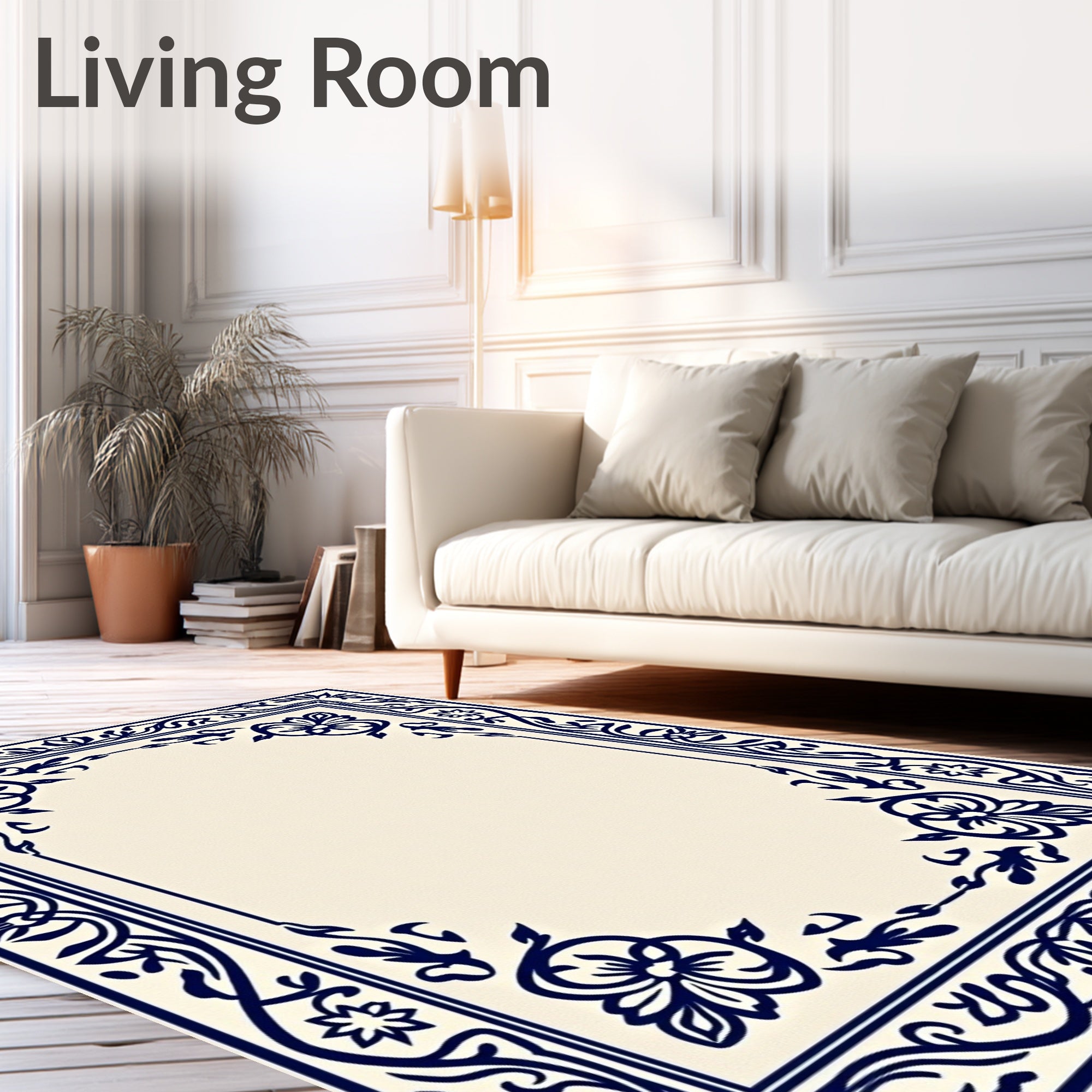 Classic Floral Border Design Rug