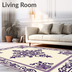 Elegant Floral Scroll Work Design Rug
