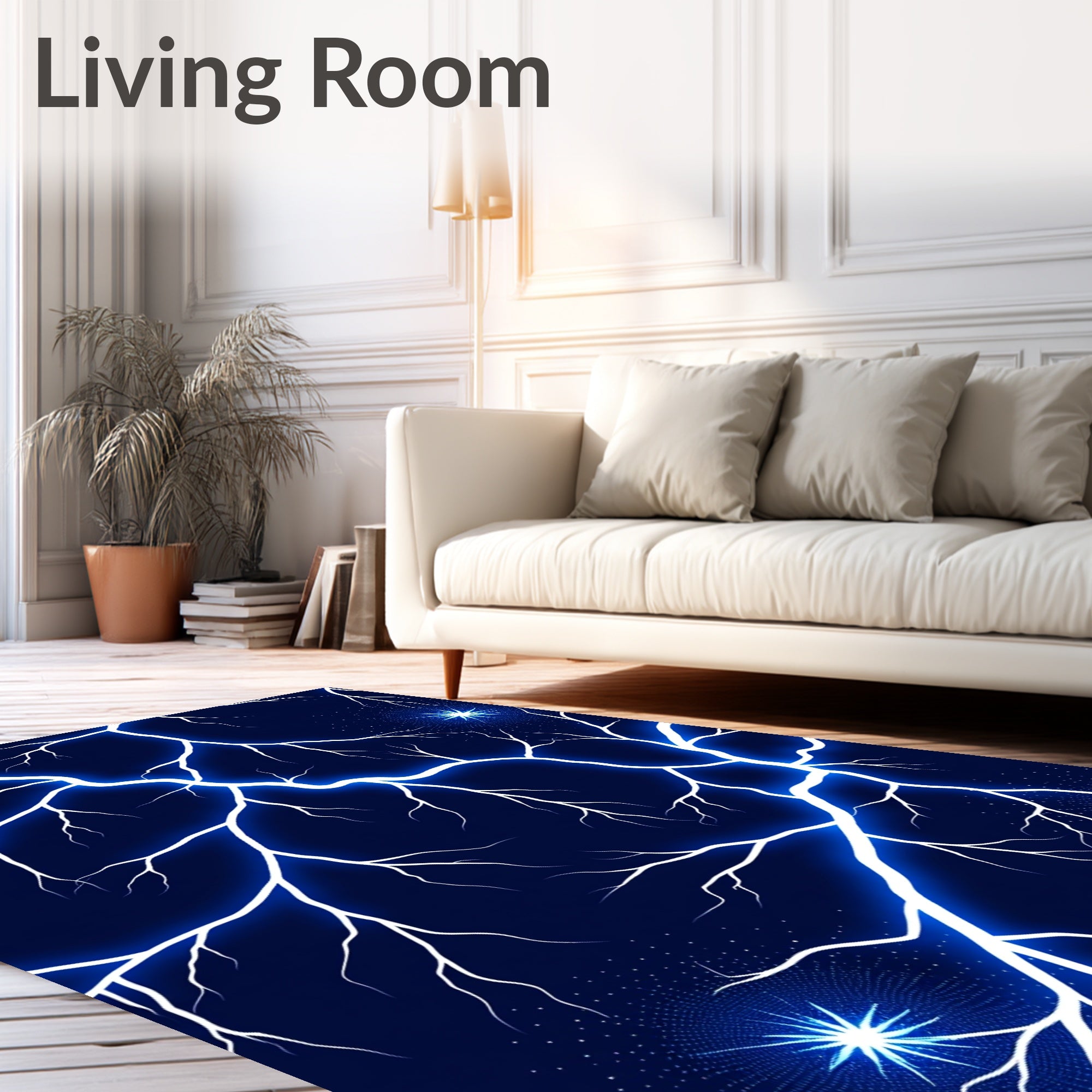 Glowing Lightning Bolt Pattern Rug
