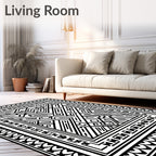 Bold Geometric Maze Motif Rug