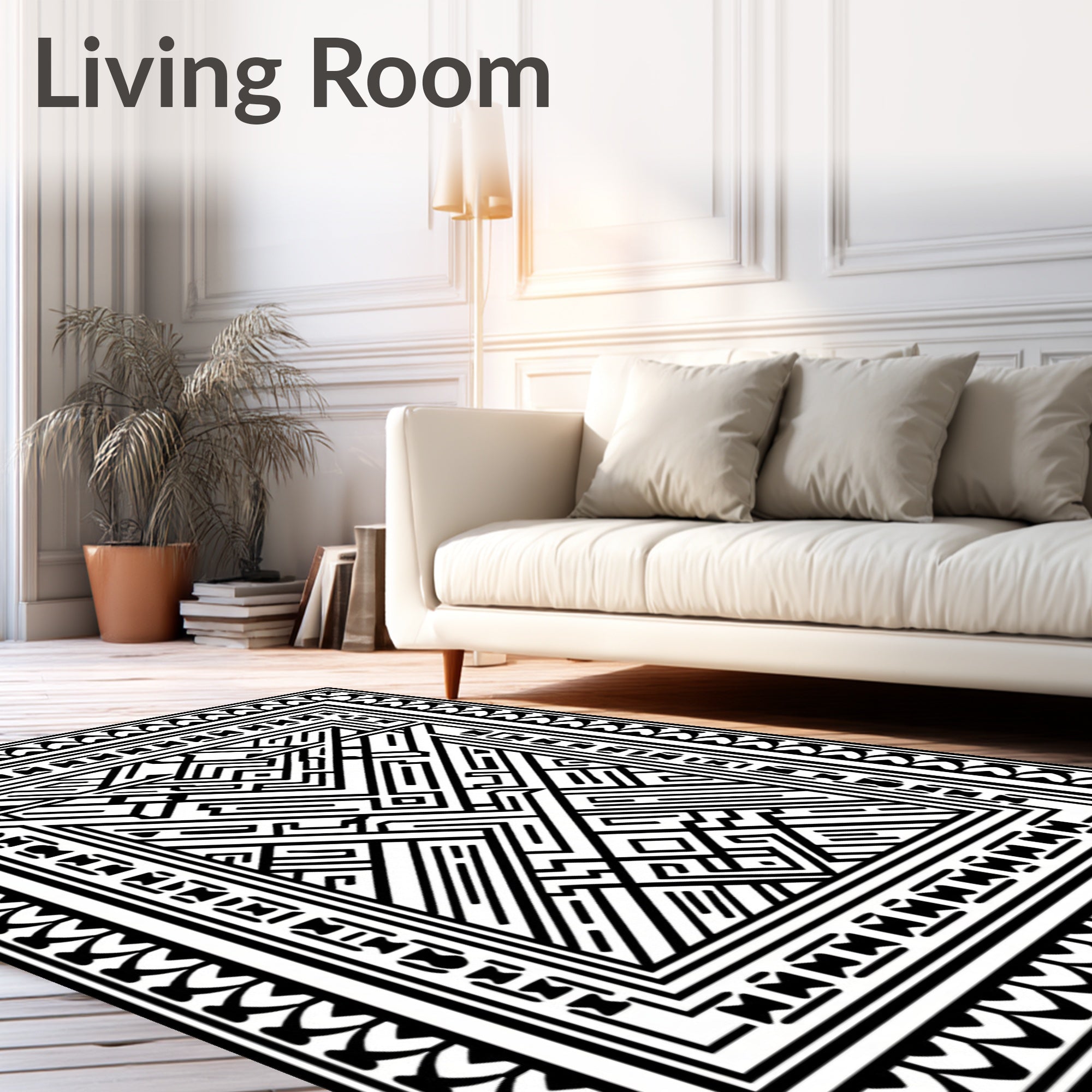 Bold Geometric Maze Motif Rug