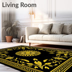 Golden Floral Sunburst Decorative Rug