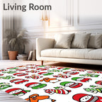 Festive Red Green Character Candy Cane Ensemble Rug