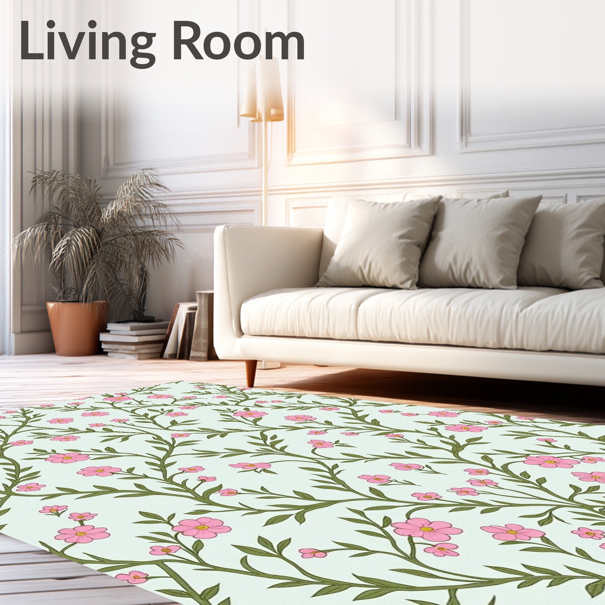 Pink Blossom Vine Pattern Rug