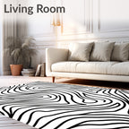 Bold Black Wavy Zebra Pattern Rug