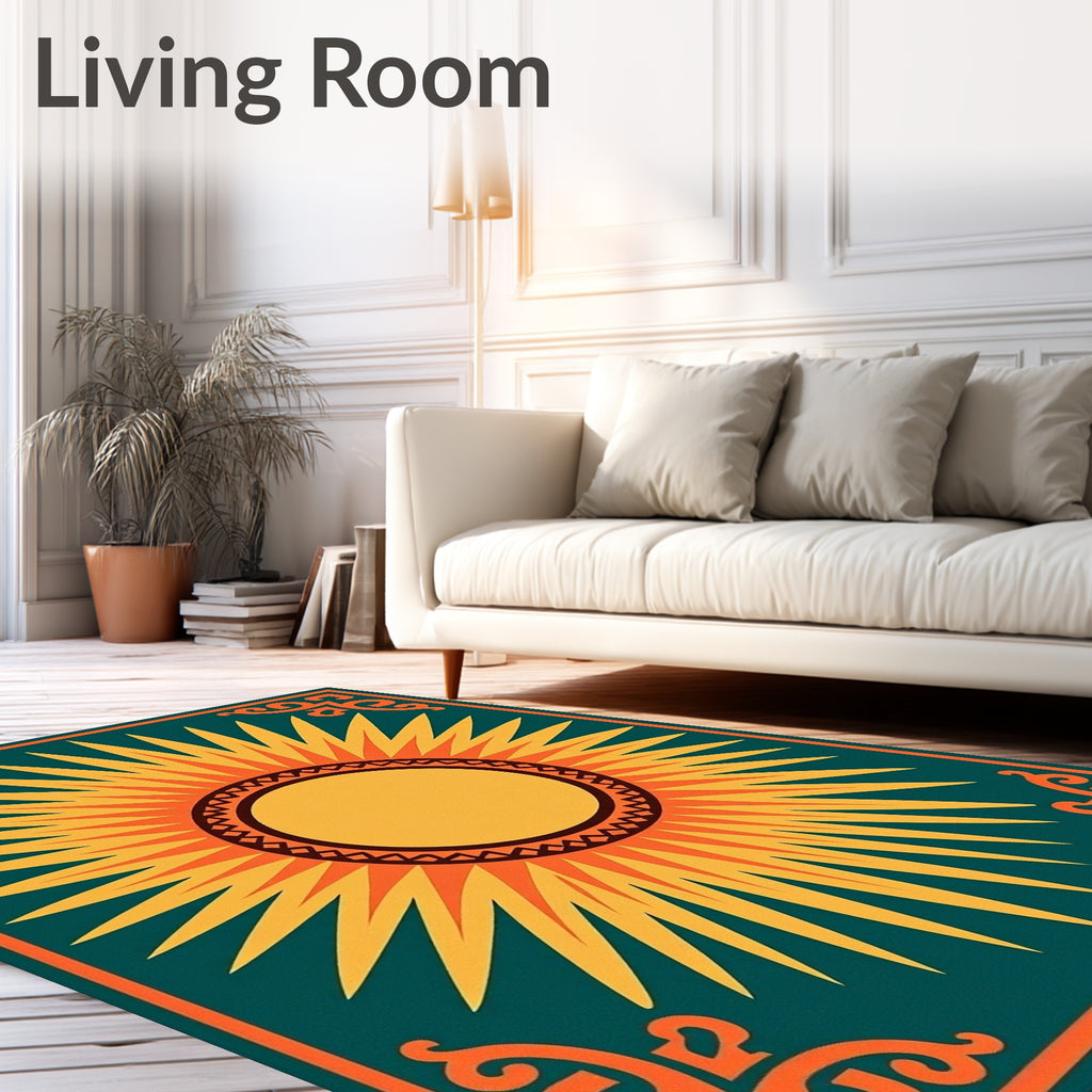 Radiant Sunburst With Decorative Corners Rug