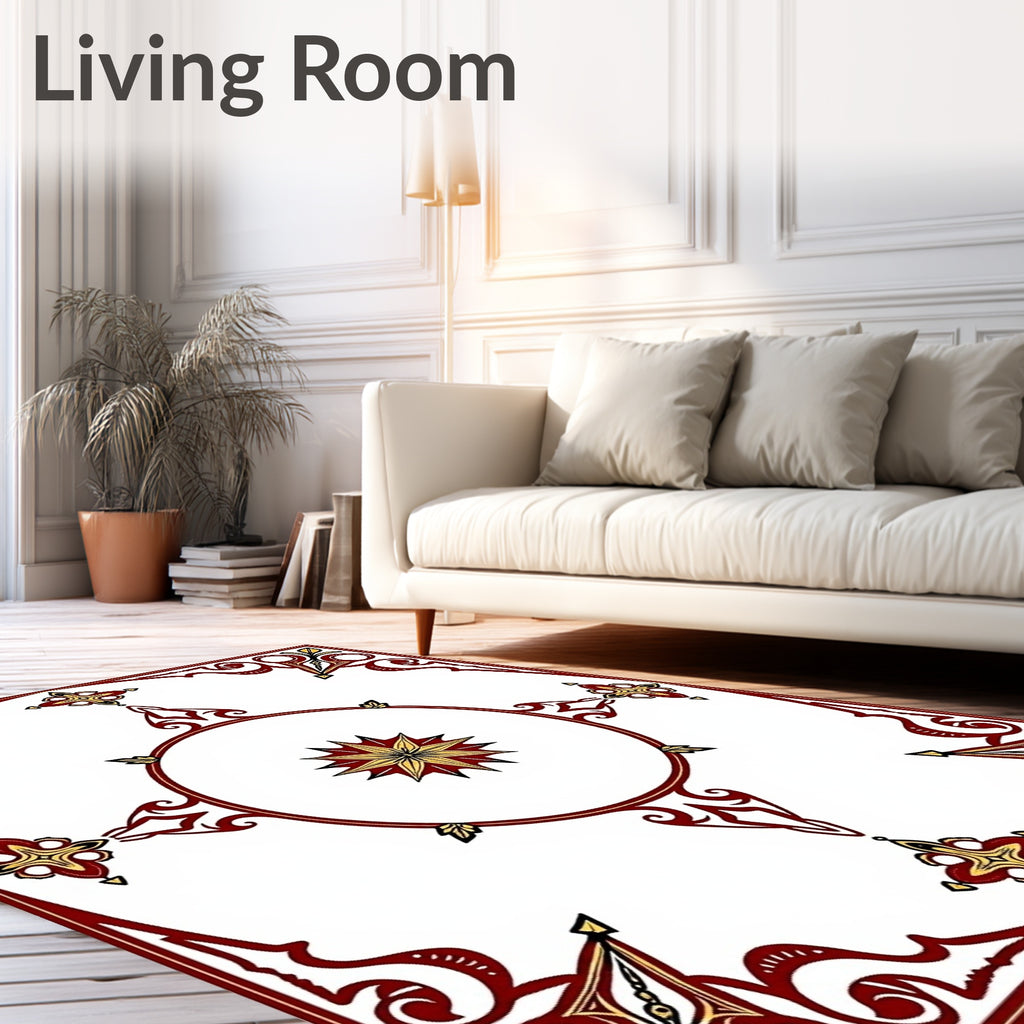 Maroon Gold Antique Medallion Design Rug