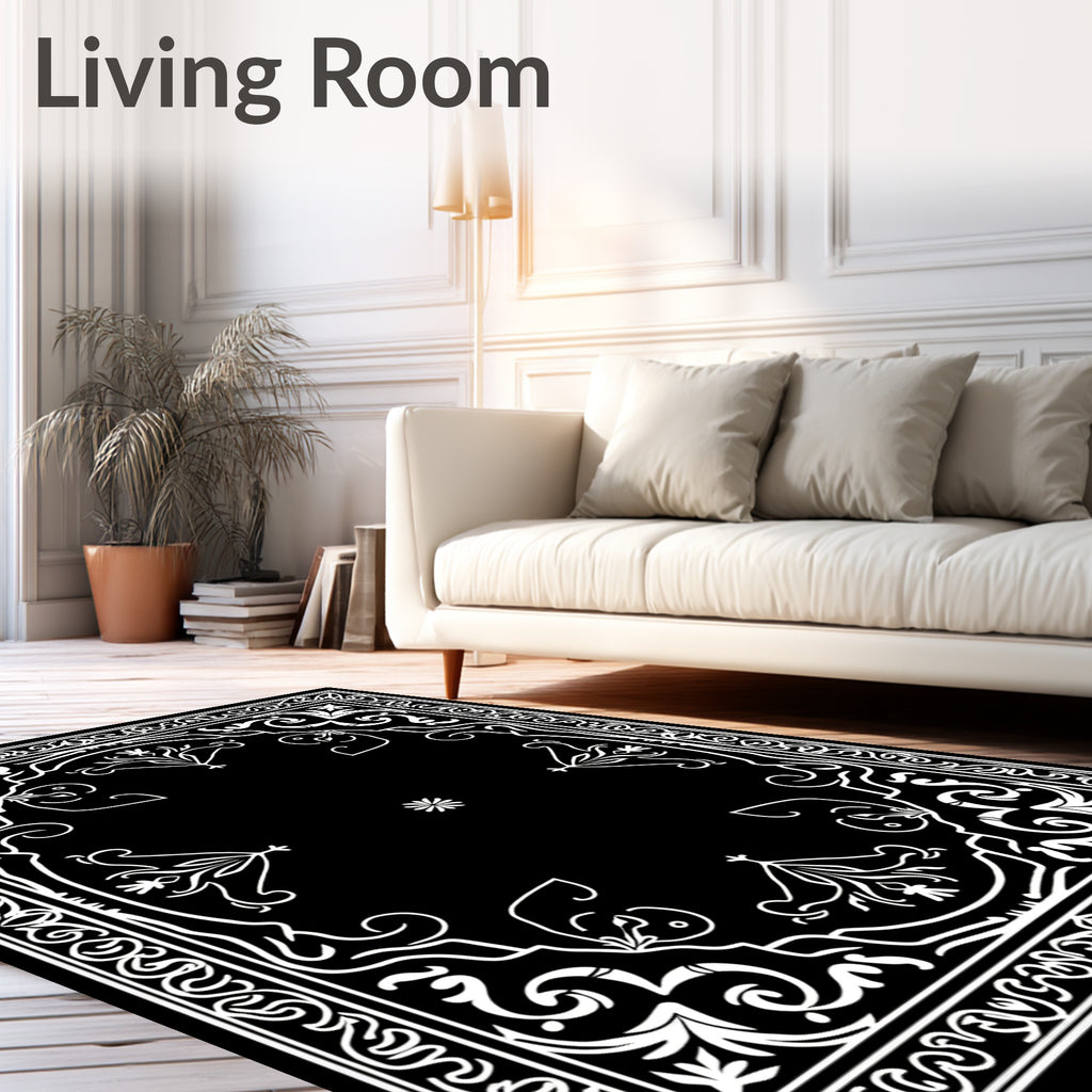 Ornate Floral Scroll Pattern Rug