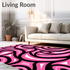 Pink Swirling Abstract Pattern Rug
