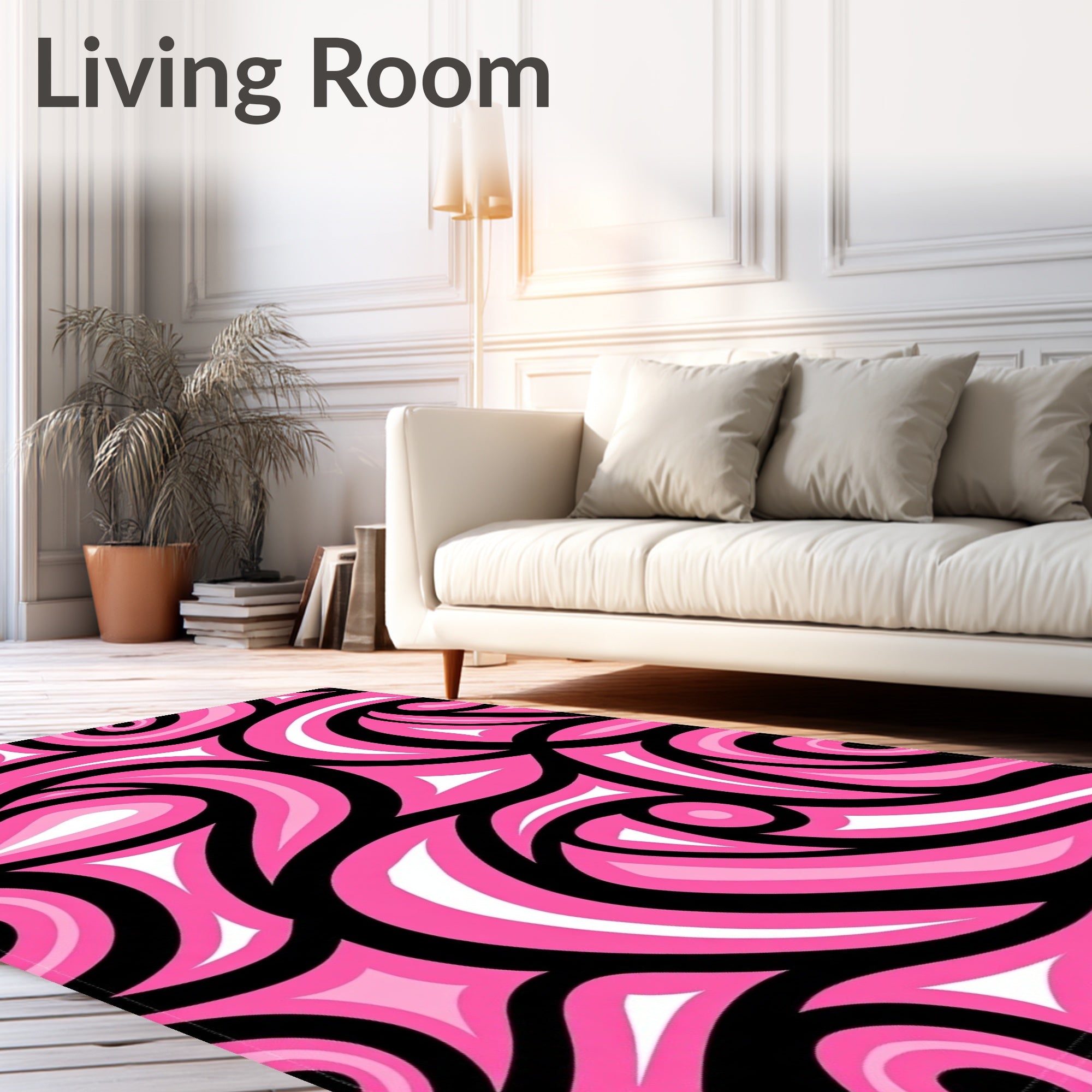 Pink Swirling Abstract Pattern Rug