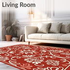 Ornate Floral Vines Crimson Rug