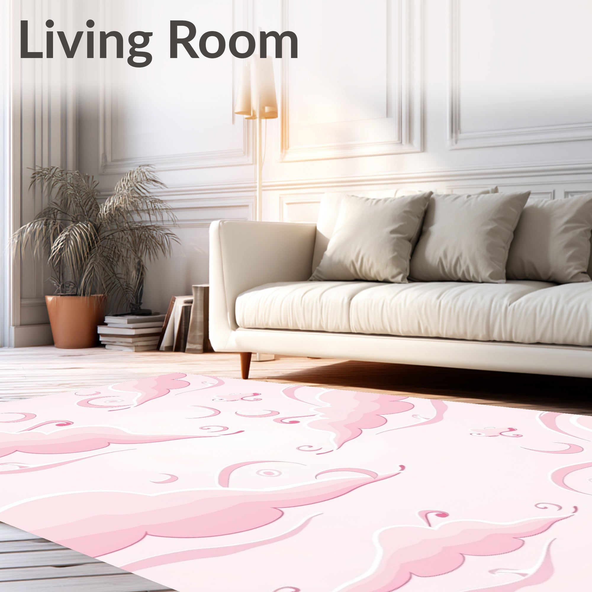 Pink Cloud Swirl Pattern Rug