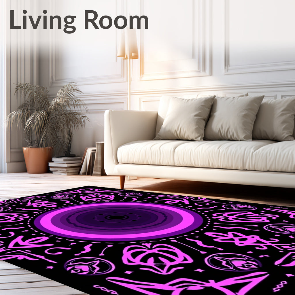 Ornate Pink Purple Mandala Pattern Rug