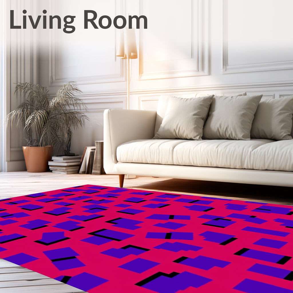 Geometric Purple Shape Pattern Design Rug