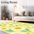Yellow Daisy Meadow Pattern Rug
