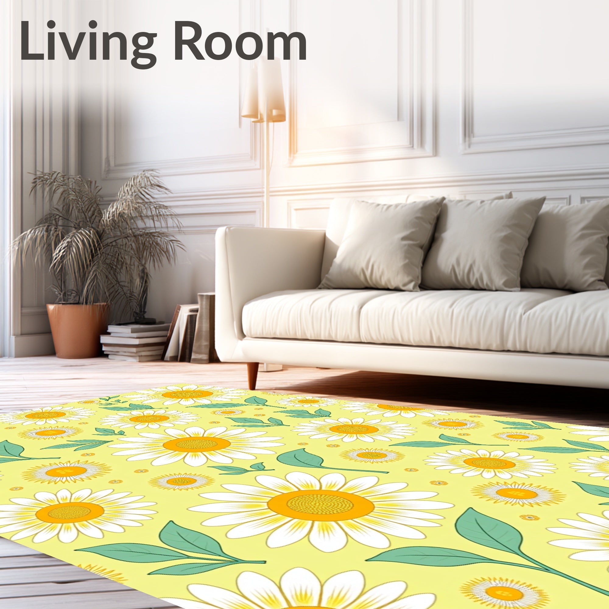 Yellow Daisy Meadow Pattern Rug